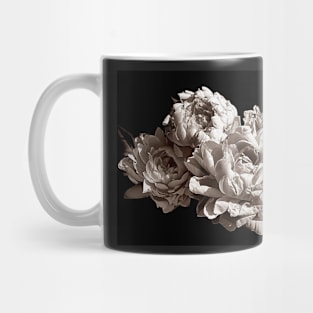 Four Peonies Sepia Monochrome Print Mug